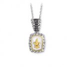 Fleur de Lis Black Diamonds & Gold Charm w/Necklace (Square-Round) Fleur de Lis Black Diamonds & Gold Charm w/Necklace (Square-Round)