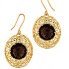 Sil Novo 14k Gold Smokey Quartz Earrings