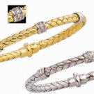 Single Braided Gold & Diamond Bracelet (Choice of Yellow or White)