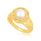 Italian Design 14K Yellow Gold Crochet Halo Ring with Cultured Pearl Italian Design 14K Yellow Gold Crochet Halo Ring with Cultured Pearl