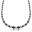 Sterling Silver Rhodium and Ruthenium Plated Graduated Polished Bead Necklace