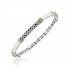 18K Yellow Gold & Sterling Silver Thin Bangle with Multi-Style Sections 18K Yellow Gold & Sterling Silver Thin Bangle with Multi-Style Sections
