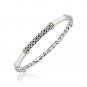 18K Yellow Gold & Sterling Silver Thin Bangle with Multi-Style Sections