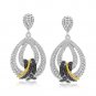 18K Yellow Gold & Sterling Silver Popcorn Teardrop Black Diamond Earrings