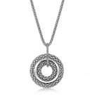Sterling Silver Dual Circle Popcorn Necklace with Diamond Accents (.10 ct. tw.) Sterling Silver Dual Circle Popcorn Necklace with Diamond Accents (.10 ct. tw.)