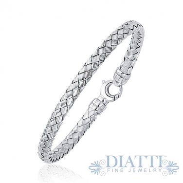 Fancy Weave Bangle in 14K White Gold (5.0mm)