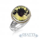 18K Yellow Gold and Sterling Silver Round Milgrained Lemon Quartz Ring 18K Yellow Gold and Sterling Silver Round Milgrained Lemon Quartz Ring