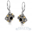 18K Yellow Gold and Sterling Silver Black Onyx and Pearl Embellished Earrings 18K Yellow Gold and Sterling Silver Black Onyx and Pearl Embellished Earrings