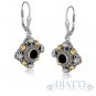 18K Yellow Gold and Sterling Silver Black Onyx and Pearl Embellished Earrings