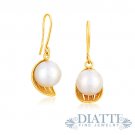 Italian Design 14K Yellow Gold Filament Cup Earrings with Cultured Pearl Italian Design 14K Yellow Gold Filament Cup Earrings with Cultured Pearl