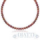 14K Yellow Gold Clasp Round Chocolate Pearl Necklace