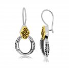 18K Yellow Gold and Sterling Silver Dangling Earrings with Multi Gemstons