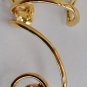 LEFT SIDE GOLD COLOR CURLIQUE COIL EAR CUFF WITH WHITE STONE EARRING