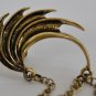 GOTHIC FEATHER CHAIN EAR CUFF LEFT SIDE FOR PIECED EARS VINTAGE GOLD COLOR