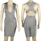 Bandage dress  Evening Dress Cross Back Bodycon Grey Color Size S