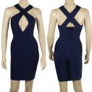 Bandage dress  Evening Dress Cross Back Bodycon Navy Blue Color Size M