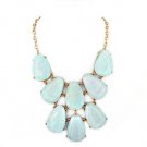 STUNNING ANTHRO STYLE GOLD TONE AQUA BUBBLE STATEMENT NECKLACE