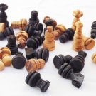 Olive wood hand carved medium chess pieces, wooden rustic chess board pieces