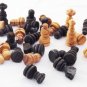 Olive wood hand carved medium chess pieces, wooden rustic chess board pieces