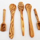Olive Wood Small Utensil Set / Coffee Sugar Spoon Set / Honey Dipper Stick Olive Wood Small Utensil Set / Coffee Sugar Spoon Set / Honey Dipper Stick