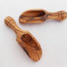 Olive Wood Small Salt Scoop Set of 2, Wooden Measuring Coffee Scoop Set
