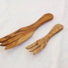 Handmade Wooden fork set : 1 small fork, 1 large fork Handmade Wooden fork set : 1 small fork, 1 large fork