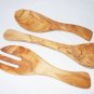 Handmade Set of Salad Servers and Ladle from Olive Wood, Mom Gift