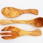 Handmade Set of Salad Servers and Ladle from Olive Wood, Mom Gift