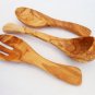 Handmade Set of Salad Servers and Ladle from Olive Wood, Mom Gift