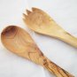 Handmade Olive Wood Small Utensils : 1 Spoon, 1 Spork / Wooden Cooking spoon set