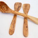 Set of 3 Handmade Olive Wood Small Utensils : 2 Spatulas, 1 Ladle