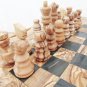 Olive Wood Unique Rustic Chess Game With Drawers / Wooden Chess Board Set