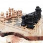Olive Wood Unique Rustic Chess Game With Drawers / Wooden Chess Board Set
