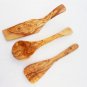 Engraved Olive Wood Utensil Set Small : 1 Spatula, 1 Ladle, 1 Tart spatula, Oliv