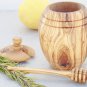 Rustic & Unique Olive Wood Honey Pot Jar with Honey Dipper Spoon / Wedding Gift