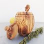 Rustic & Unique Olive Wood Honey Pot Jar with Honey Dipper Spoon / Wedding Gift