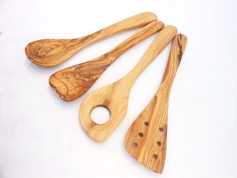 olive wood spatula set