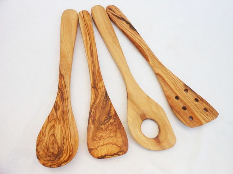 olive wood spatula set