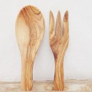Olive Wood Salad Mixing Serving Set Spoons 9 inch / Wooden Kitchen Serving Set