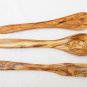 Engraved Olive Wood Olive Wood 12 Inch Utensil Set: 1spoon, 1 fork, 1 spatula, W