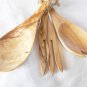 Engraved Medium Olive Wood Salad Serving Mixing Set /  12 Inch Kitchen Cooking S