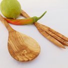 Olive Wood Medium Utensil set : 1 Spoon, 1 Fork / Wooden Kitchen Cooking Serving Olive Wood Medium Utensil set : 1 Spoon, 1 Fork / Wooden Kitchen Cooking Serving