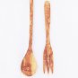 Olive Wood Medium Utensil set : 1 Spoon, 1 Fork / Wooden Kitchen Cooking Serving
