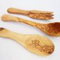Olive Wood Utensils : 1 Fork, 1 Ladle, 1 Spoon, Olive Wood Kitchen Utensil Set