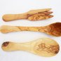 Olive Wood Utensils : 1 Fork, 1 Ladle, 1 Spoon, Olive Wood Kitchen Utensil Set
