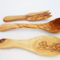Olive Wood Utensils : 1 Fork, 1 Ladle, 1 Spoon, Olive Wood Kitchen Utensil Set