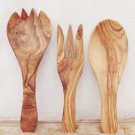 Olive Wood Utensils 10 inches:  1 Big Spoon, 1 Big Spork, 1 Fork / Wooden Cookin