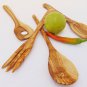 Olive Wood Utensils 12 inches:  1 Fork, 1 Sauce Spoon with hole, 1 rounded spoon