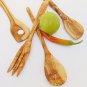 Olive Wood Utensils 12 inches:  1 Fork, 1 Sauce Spoon with hole, 1 rounded spoon