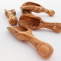 Olive Wood Small Salt Scoop Set of 5, Wooden Measuring Coffee Scoop Set